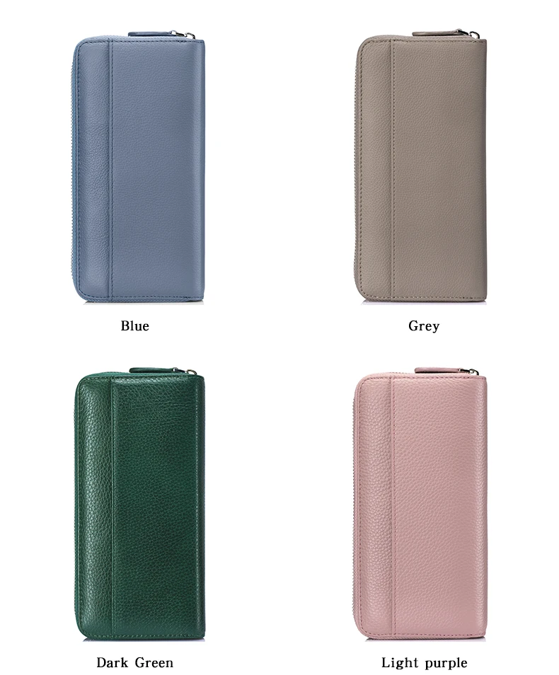 Long Zipper Wallet for Women Genuine Leather RFIDBlocking Large Capacity Credit Card Holder Wallets with Coin Pouch MoneyPockets
