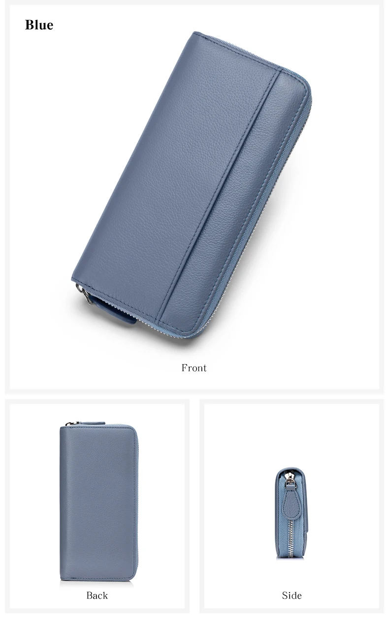 Long Zipper Wallet for Women Genuine Leather RFIDBlocking Large Capacity Credit Card Holder Wallets with Coin Pouch MoneyPockets