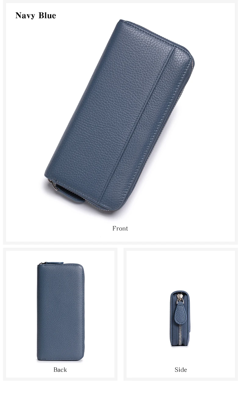 Long Zipper Wallet for Women Genuine Leather RFIDBlocking Large Capacity Credit Card Holder Wallets with Coin Pouch MoneyPockets