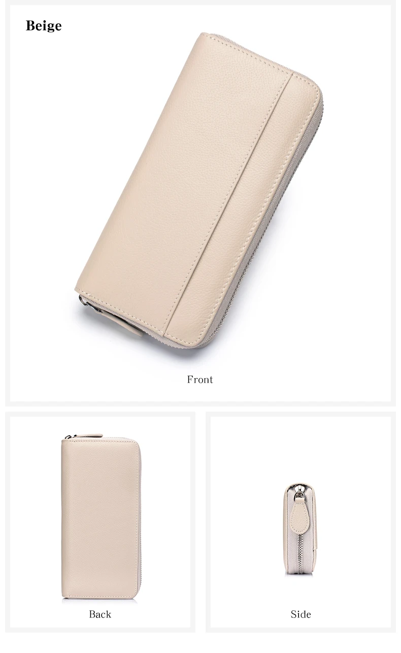 Long Zipper Wallet for Women Genuine Leather RFIDBlocking Large Capacity Credit Card Holder Wallets with Coin Pouch MoneyPockets