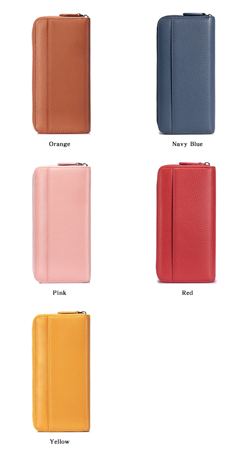 Long Zipper Wallet for Women Genuine Leather RFIDBlocking Large Capacity Credit Card Holder Wallets with Coin Pouch MoneyPockets