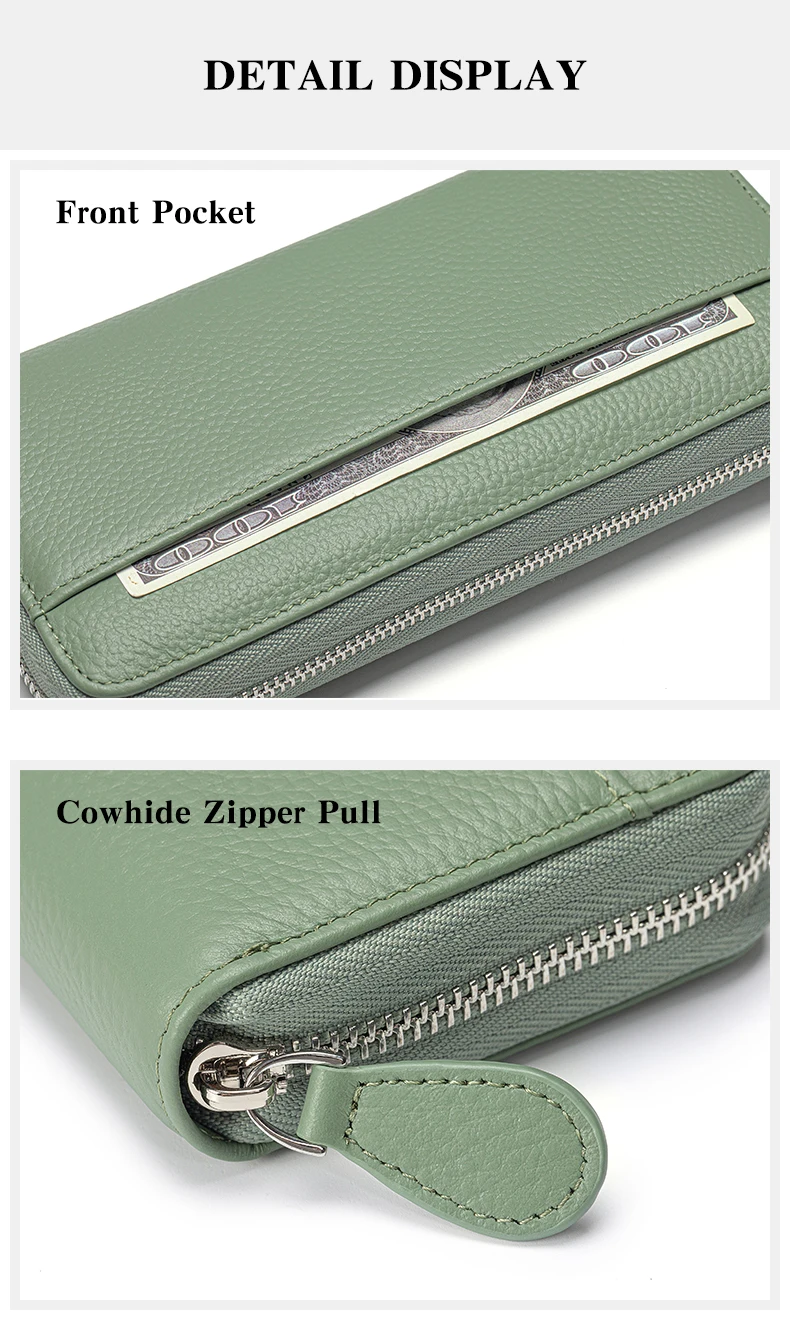 Long Zipper Wallet for Women Genuine Leather RFIDBlocking Large Capacity Credit Card Holder Wallets with Coin Pouch MoneyPockets