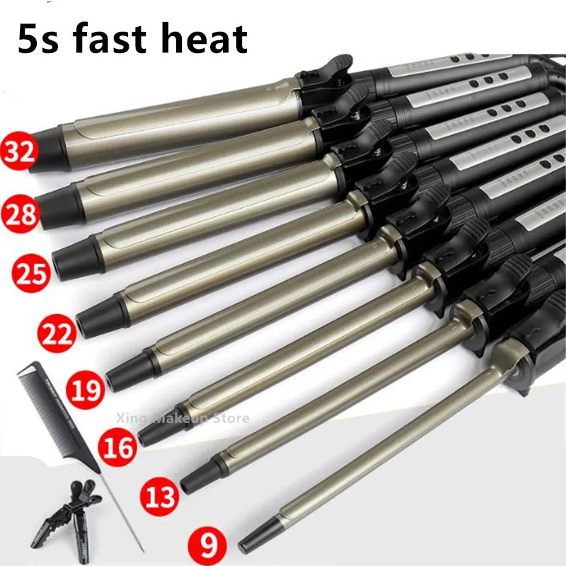 19mm 25mm 32mm Ceramic Hair Curler Automatic Rotating Curling Iron Temperature Display Hair Curler Anti Scalding Professional