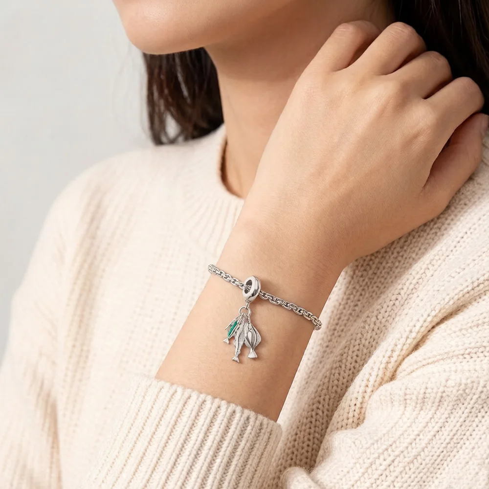 Charm Pendant Fishes Spring Men Women Trendy 925 Sterling Silver Jewelry Accessories Lucky Gift