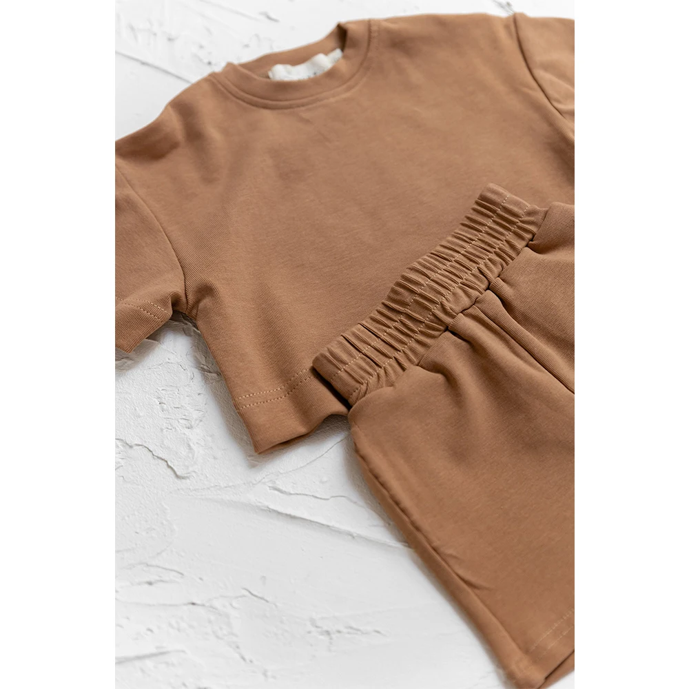 Toddler Baby Boys Clothes Fashion Summer Outfit Sets Short Sleeve Solid Color Tops Shorts 2PCS Casual Kids Clothes Suit
