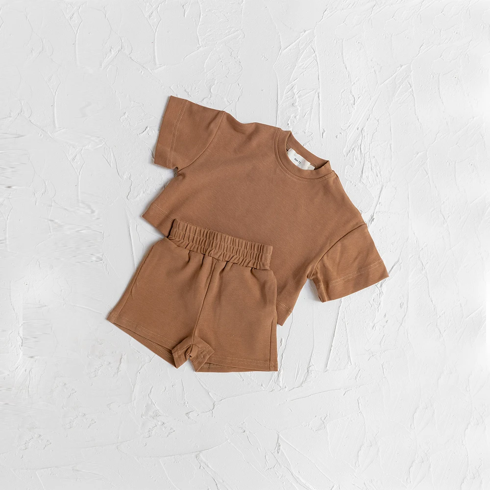 Toddler Baby Boys Clothes Fashion Summer Outfit Sets Short Sleeve Solid Color Tops Shorts 2PCS Casual Kids Clothes Suit