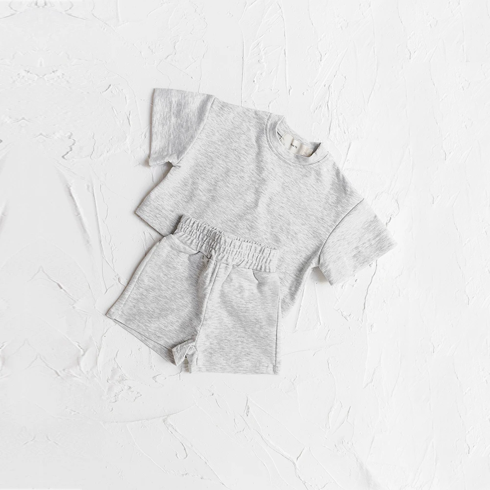 Toddler Baby Boys Clothes Fashion Summer Outfit Sets Short Sleeve Solid Color Tops Shorts 2PCS Casual Kids Clothes Suit