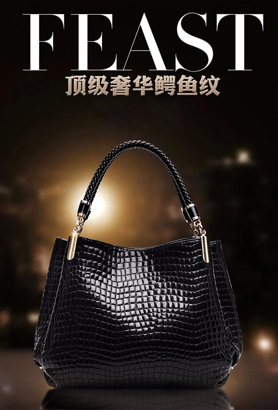 Luxury Ladies Hand Bags Purse Fashion Shoulder Bags Bolsa Sac Crocodile Famous Designer Brand Bags Women Leather Handbags