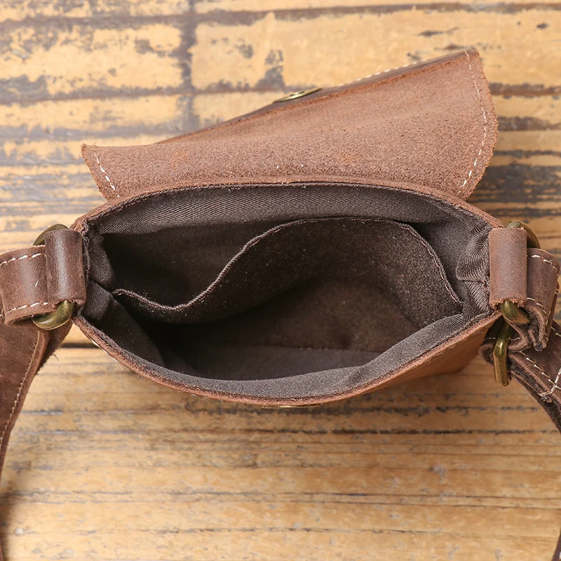 Genuine Leather Retro Sling Crossbody Bags Men Phone Key Organizer Bag Wallet Men's Flip Magnetic Buckle Shoulder Bag