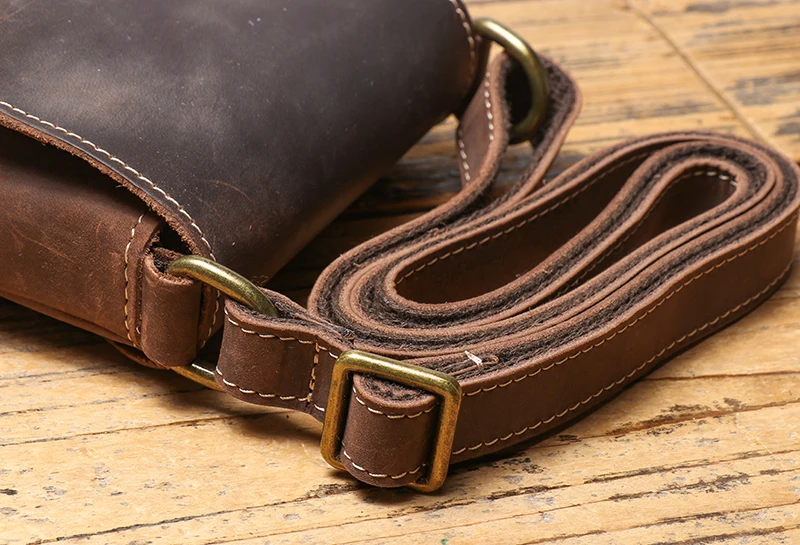 Genuine Leather Retro Sling Crossbody Bags Men Phone Key Organizer Bag Wallet Men's Flip Magnetic Buckle Shoulder Bag