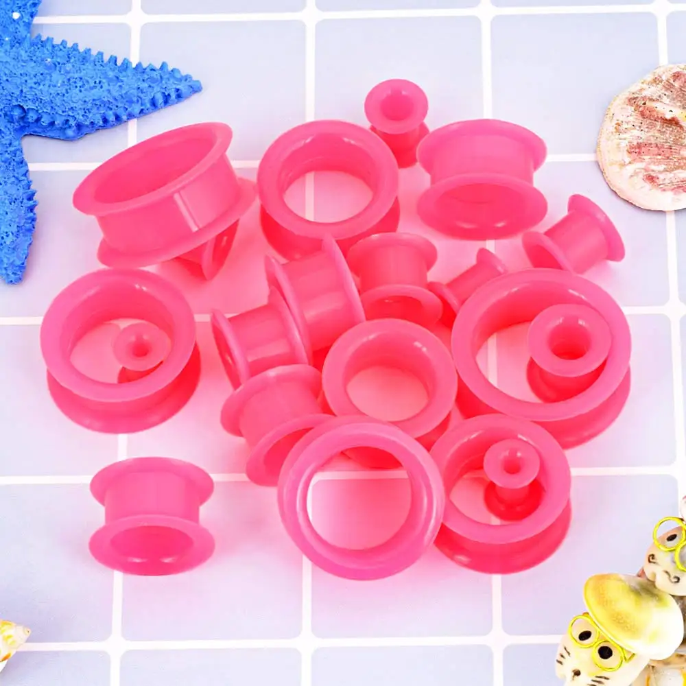 20pcs/Lot 6-25MM Flexible Silicone Ear Plugs and Tunnels Ear Piercings Earlets Stretchers Expander Ear Dilations Body Jewelry