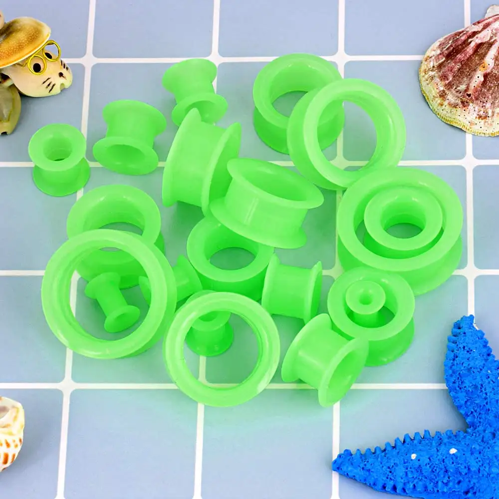 20pcs/Lot 6-25MM Flexible Silicone Ear Plugs and Tunnels Ear Piercings Earlets Stretchers Expander Ear Dilations Body Jewelry