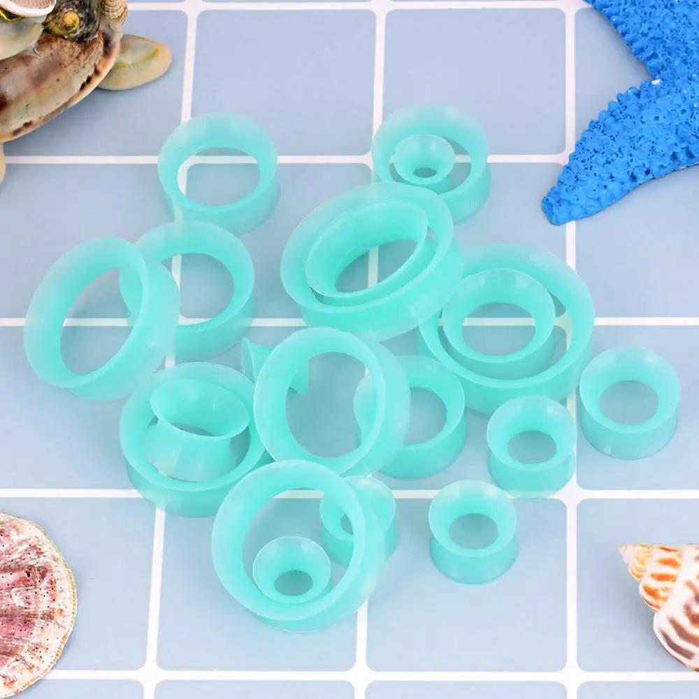 20pcs/Lot 6-25MM Flexible Silicone Ear Plugs and Tunnels Ear Piercings Earlets Stretchers Expander Ear Dilations Body Jewelry