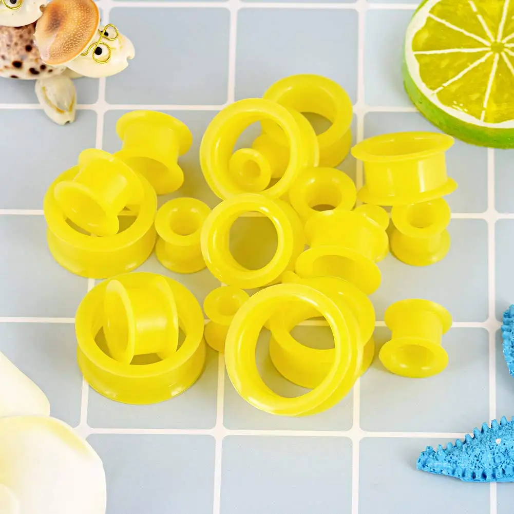 20pcs/Lot 6-25MM Flexible Silicone Ear Plugs and Tunnels Ear Piercings Earlets Stretchers Expander Ear Dilations Body Jewelry