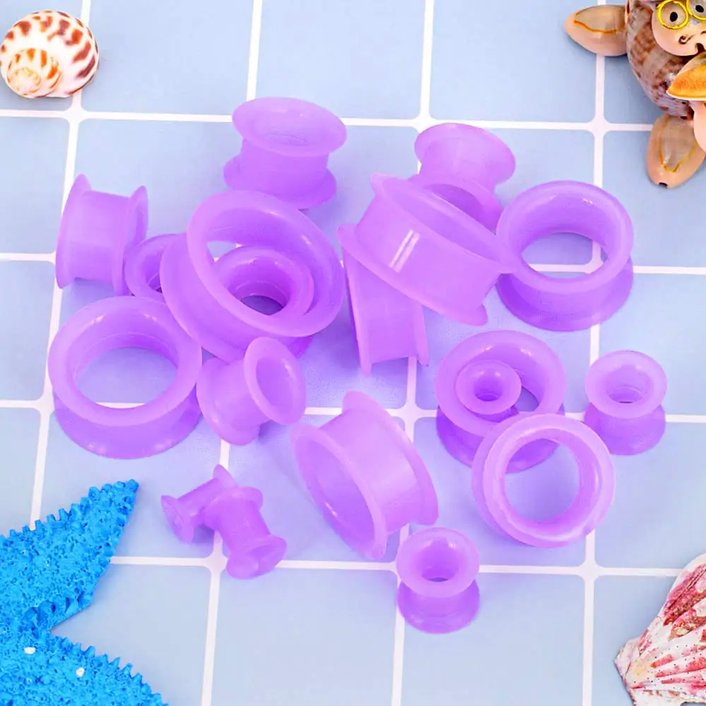 20pcs/Lot 6-25MM Flexible Silicone Ear Plugs and Tunnels Ear Piercings Earlets Stretchers Expander Ear Dilations Body Jewelry