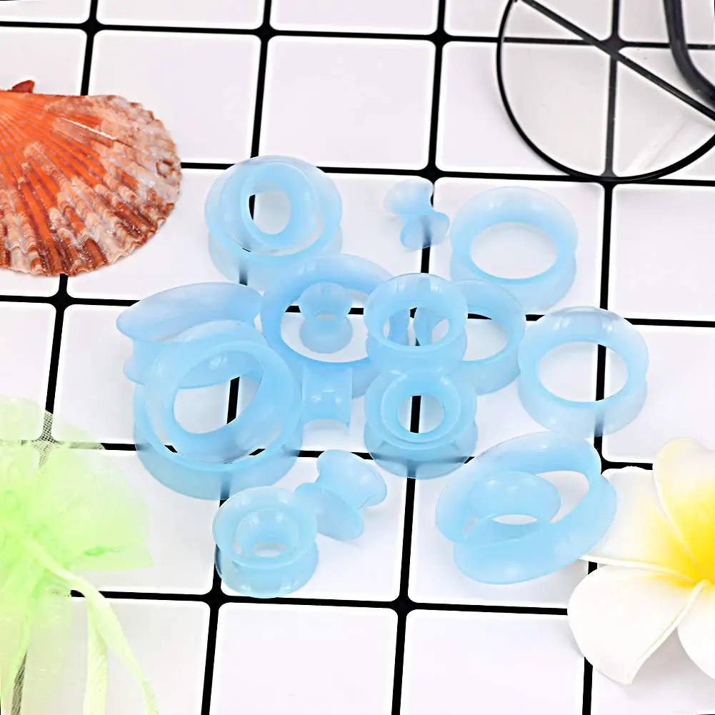 20pcs/Lot 6-25MM Flexible Silicone Ear Plugs and Tunnels Ear Piercings Earlets Stretchers Expander Ear Dilations Body Jewelry