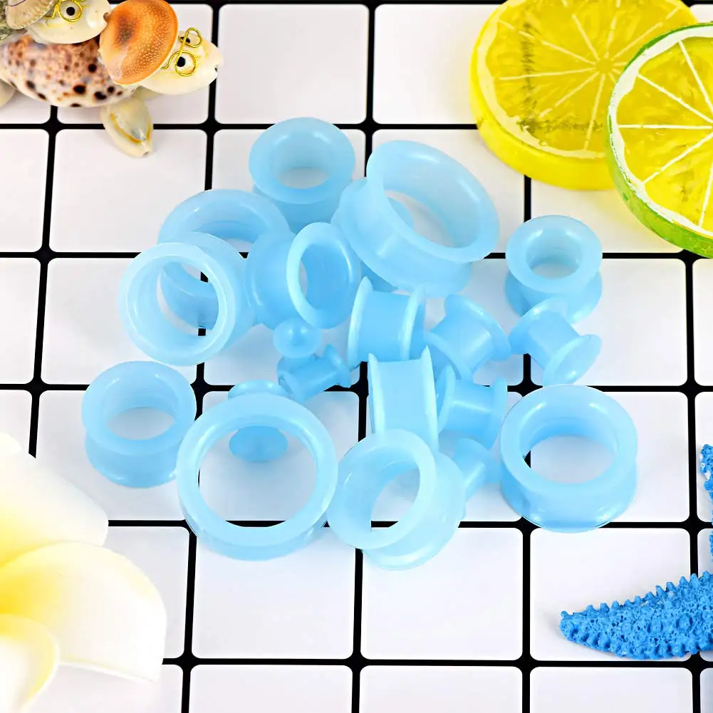 20pcs/Lot 6-25MM Flexible Silicone Ear Plugs and Tunnels Ear Piercings Earlets Stretchers Expander Ear Dilations Body Jewelry