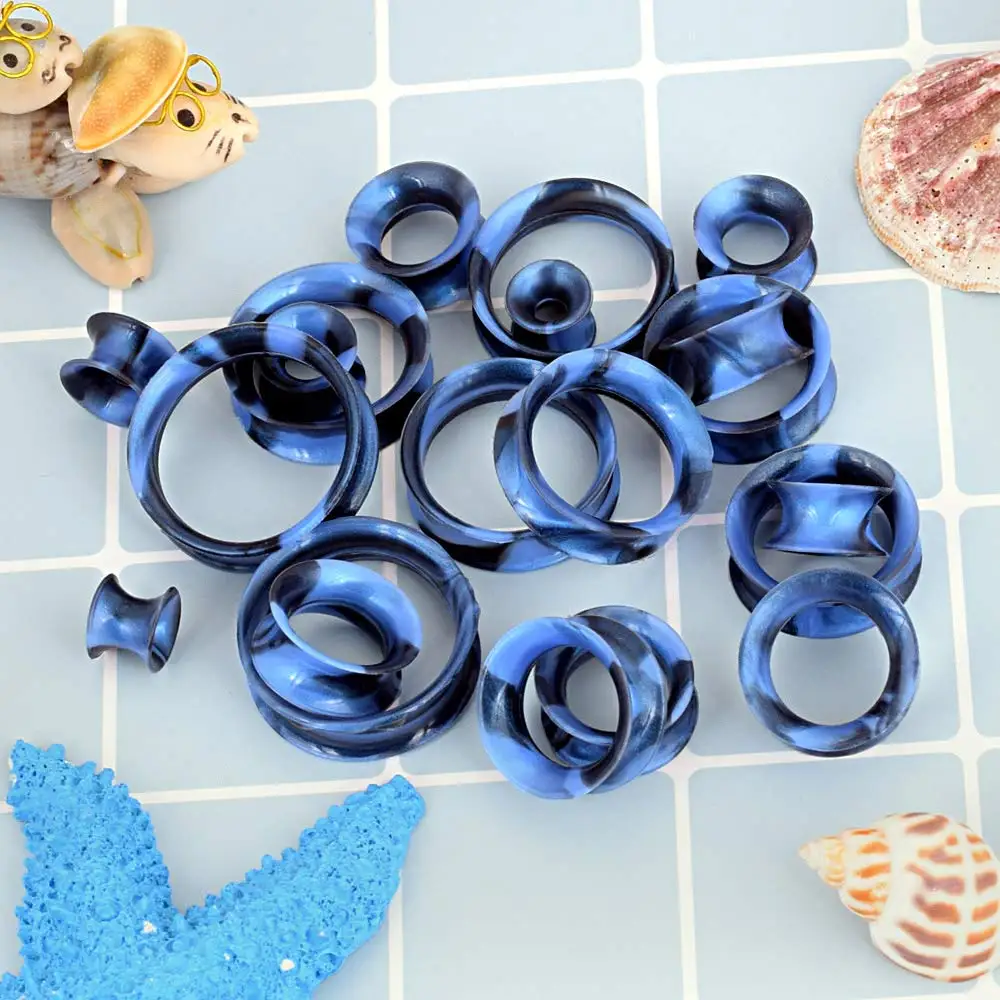 20pcs/Lot 6-25MM Flexible Silicone Ear Plugs and Tunnels Ear Piercings Earlets Stretchers Expander Ear Dilations Body Jewelry