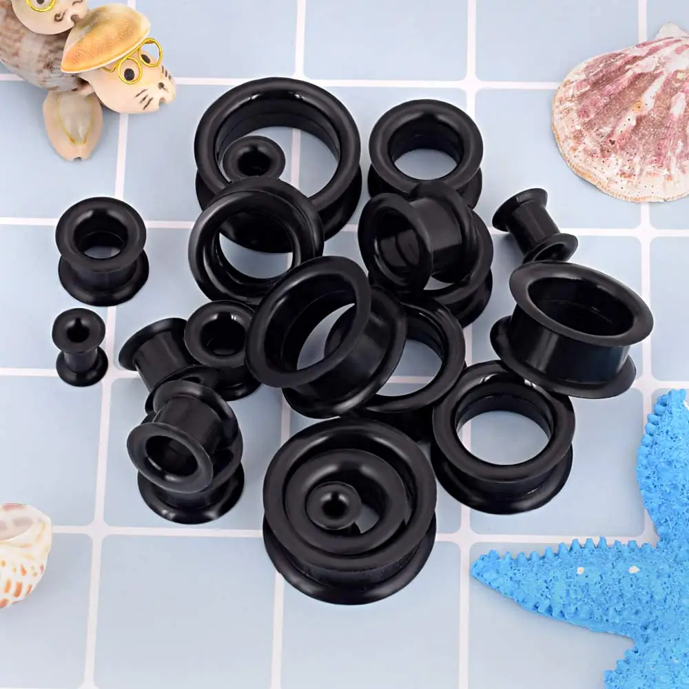 20pcs/Lot 6-25MM Flexible Silicone Ear Plugs and Tunnels Ear Piercings Earlets Stretchers Expander Ear Dilations Body Jewelry