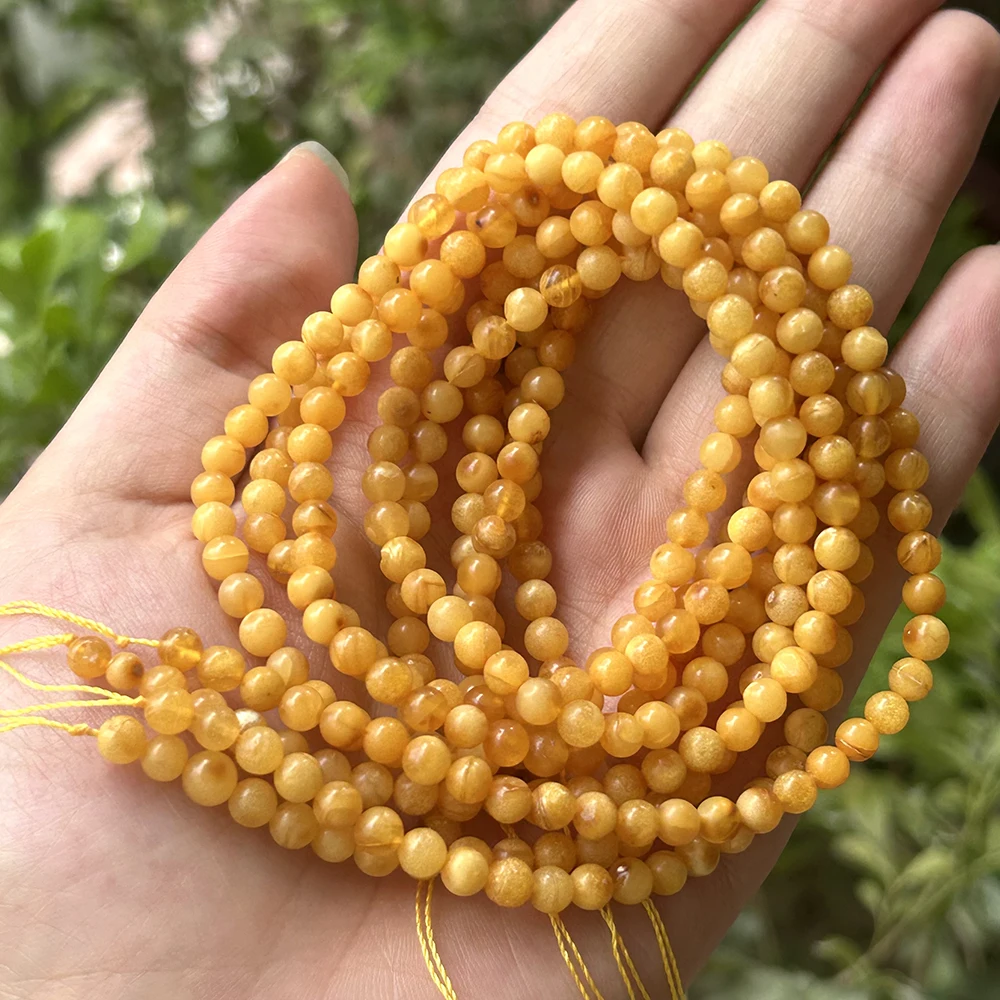 Natrural Genuine Baltic Flower Amber Faceted / Round Beads 4-7mm,Diy Bead Plant Natural Stone Men Women Jewelry Wholesale