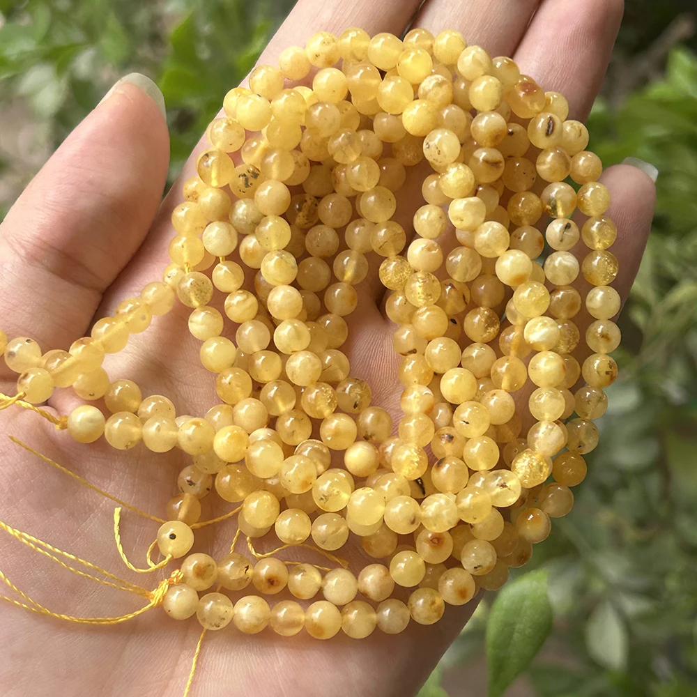Natrural Genuine Baltic Flower Amber Faceted / Round Beads 4-7mm,Diy Bead Plant Natural Stone Men Women Jewelry Wholesale