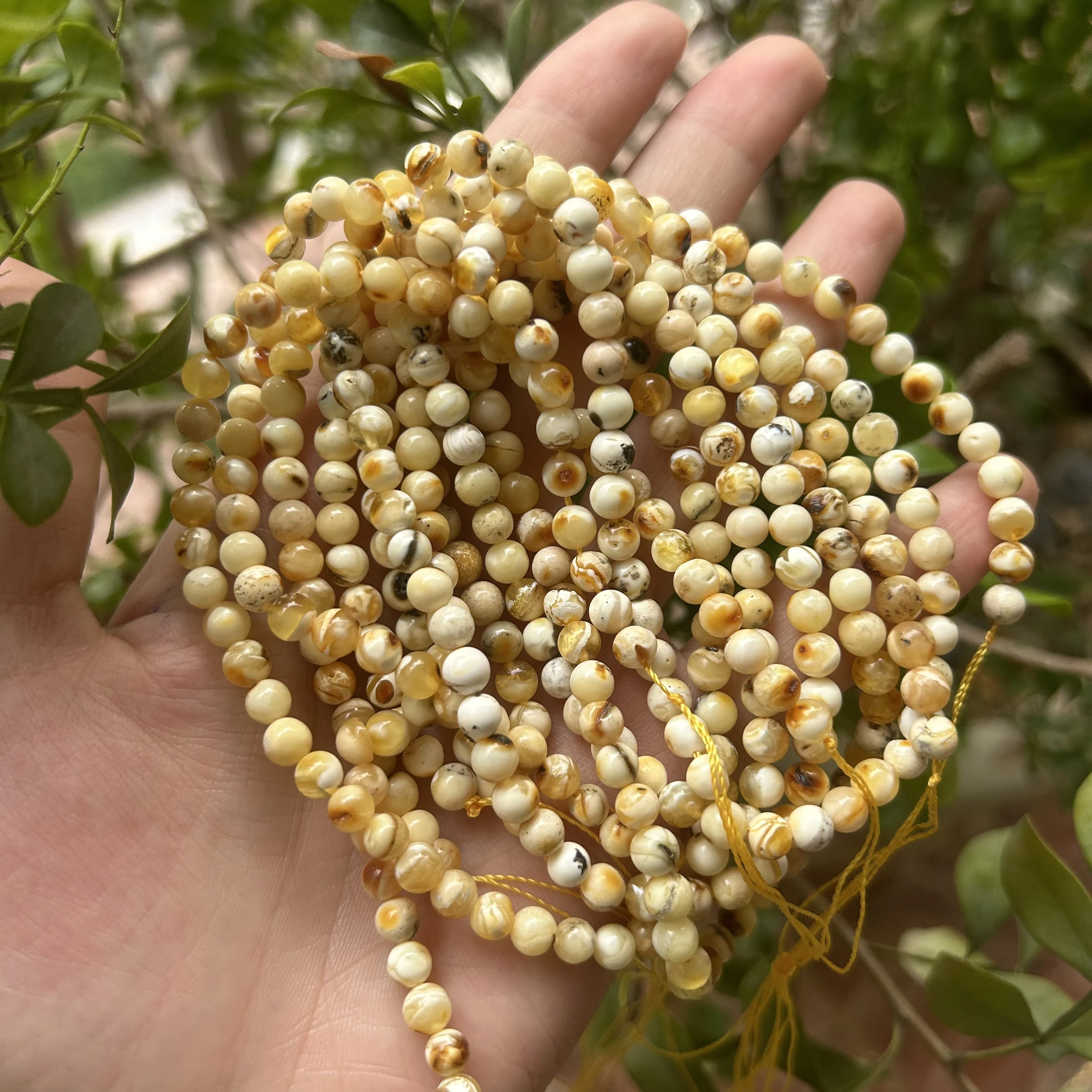 Natrural Genuine Baltic Flower Amber Faceted / Round Beads 4-7mm,Diy Bead Plant Natural Stone Men Women Jewelry Wholesale