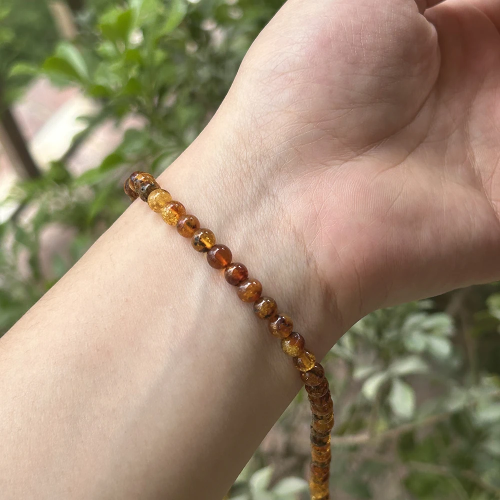 Natrural Genuine Baltic Flower Amber Faceted / Round Beads 4-7mm,Diy Bead Plant Natural Stone Men Women Jewelry Wholesale