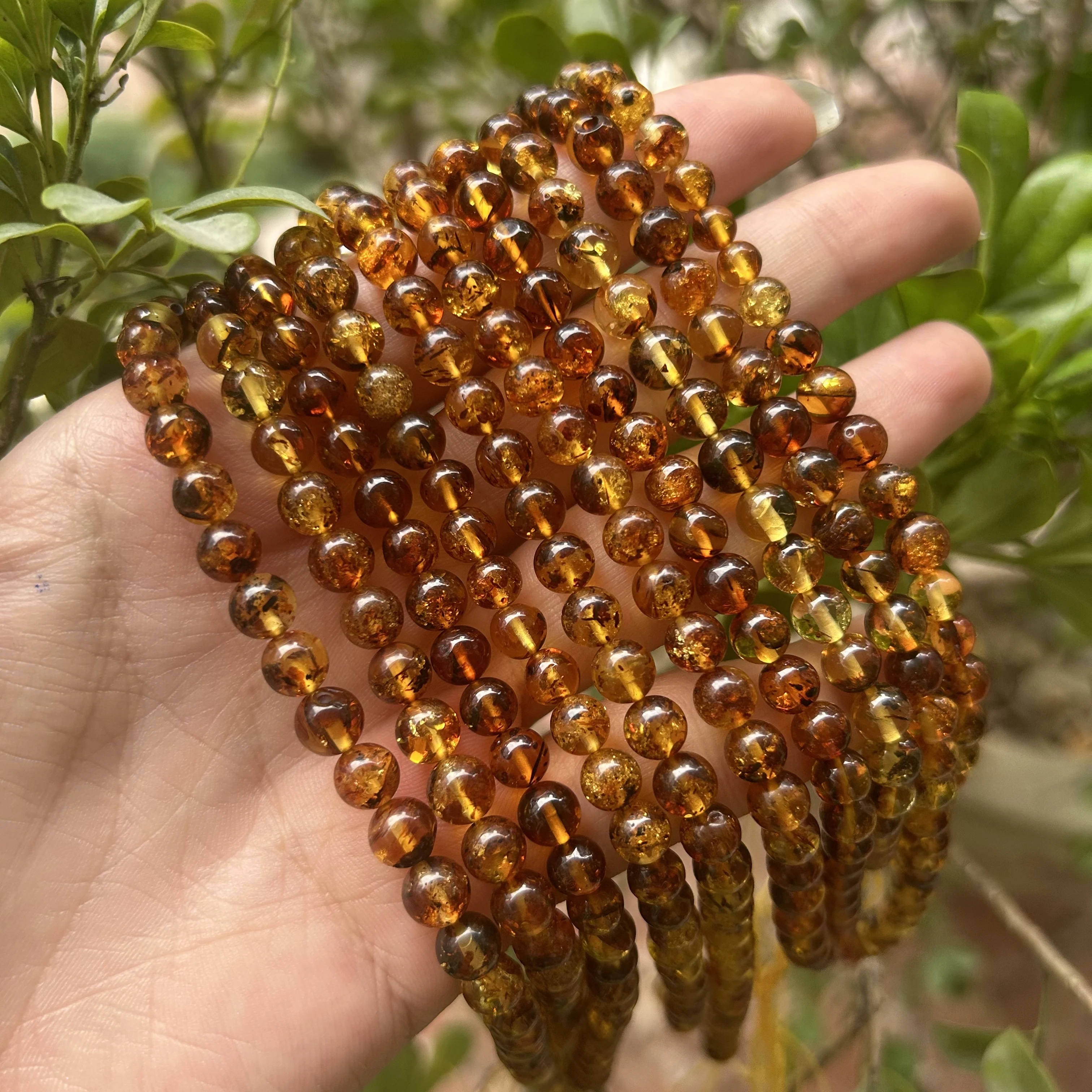 Natrural Genuine Baltic Flower Amber Faceted / Round Beads 4-7mm,Diy Bead Plant Natural Stone Men Women Jewelry Wholesale