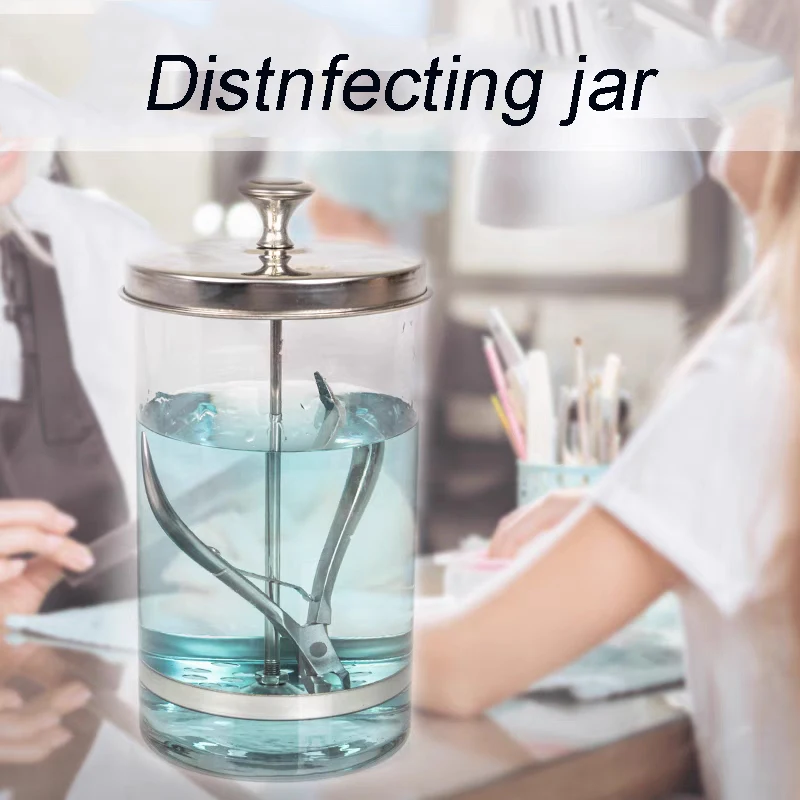 Barber Disinfectant Jar Comb Sterilization Tank Glass Disinfecting Canister Nail Tool Hairdresser Supplie Salon Sterilize Bottle