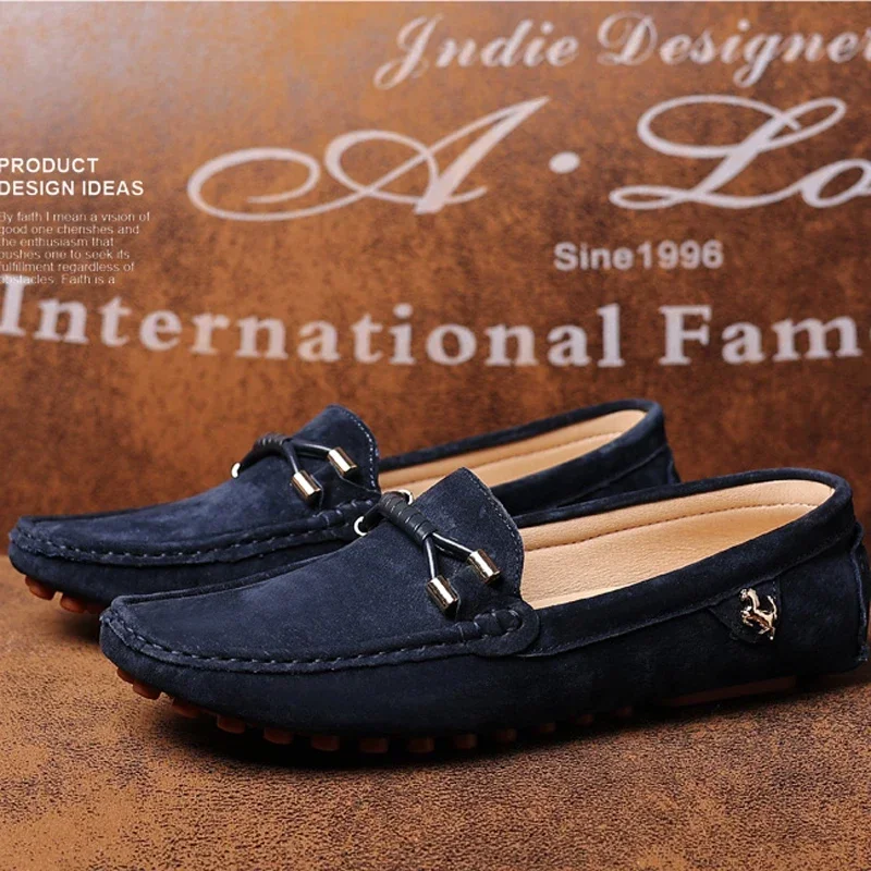 YRZL Size 48 Loafers Men Luxury Brand Moccasins Shoes Men Suede Leather Loafers Shoes Slip on Non-slip Driving Loafers for Men