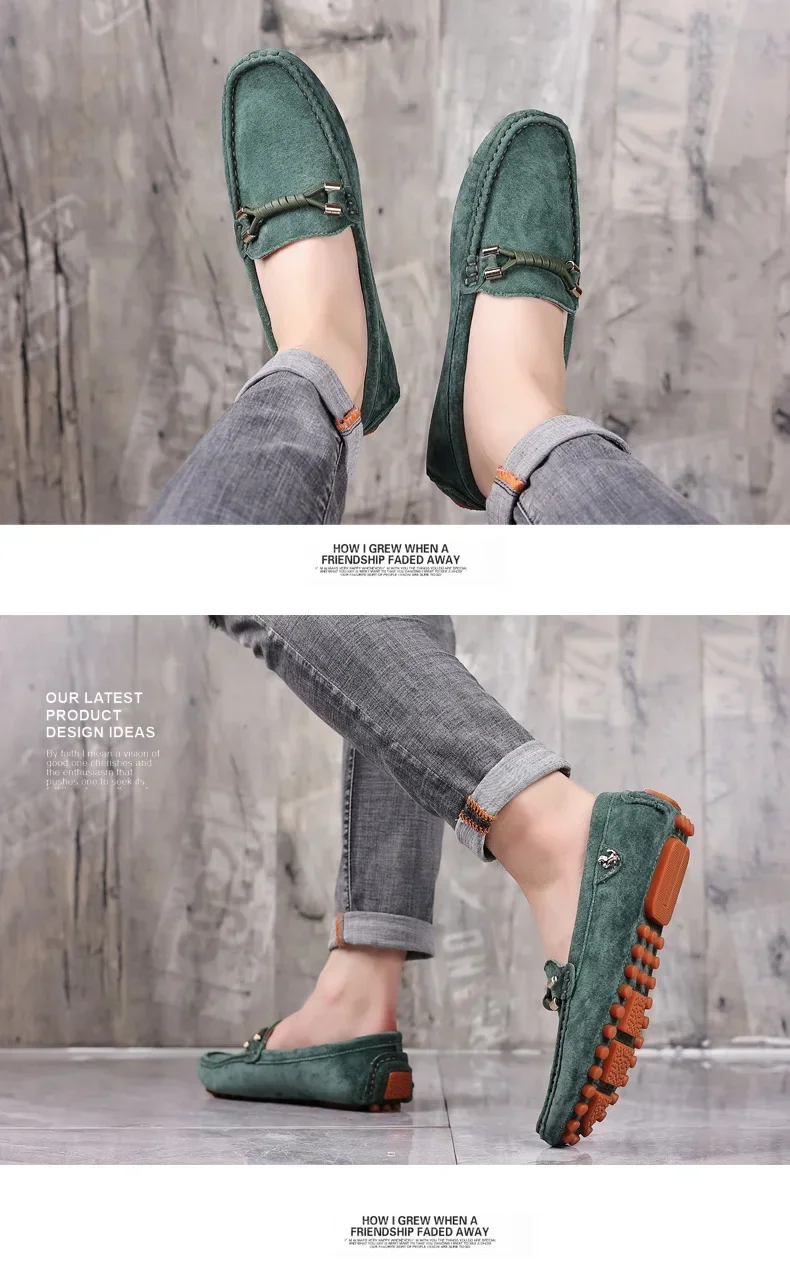 YRZL Size 48 Loafers Men Luxury Brand Moccasins Shoes Men Suede Leather Loafers Shoes Slip on Non-slip Driving Loafers for Men