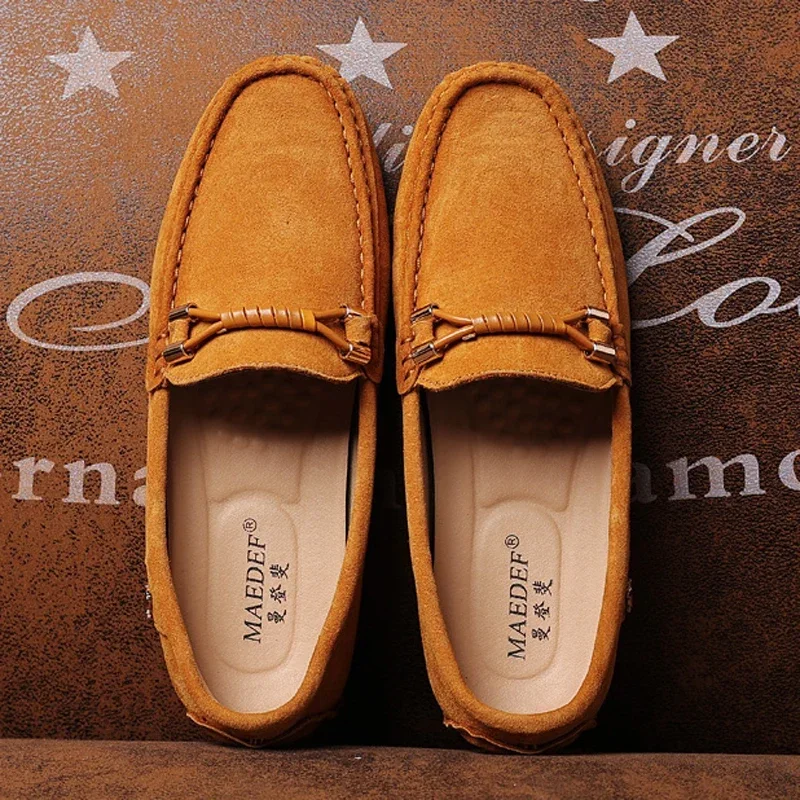 YRZL Size 48 Loafers Men Luxury Brand Moccasins Shoes Men Suede Leather Loafers Shoes Slip on Non-slip Driving Loafers for Men