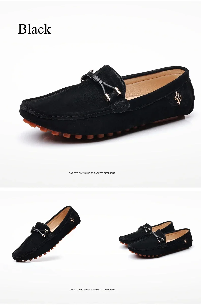 YRZL Size 48 Loafers Men Luxury Brand Moccasins Shoes Men Suede Leather Loafers Shoes Slip on Non-slip Driving Loafers for Men