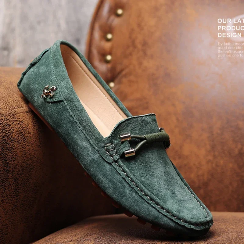 YRZL Size 48 Loafers Men Luxury Brand Moccasins Shoes Men Suede Leather Loafers Shoes Slip on Non-slip Driving Loafers for Men