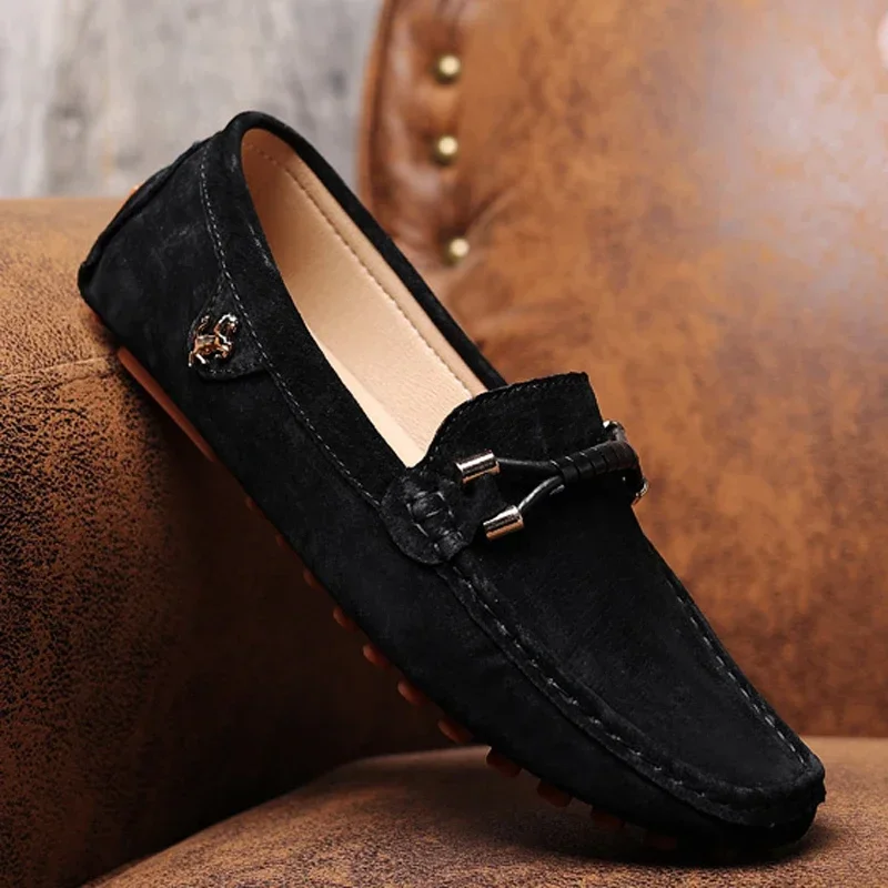 YRZL Size 48 Loafers Men Luxury Brand Moccasins Shoes Men Suede Leather Loafers Shoes Slip on Non-slip Driving Loafers for Men