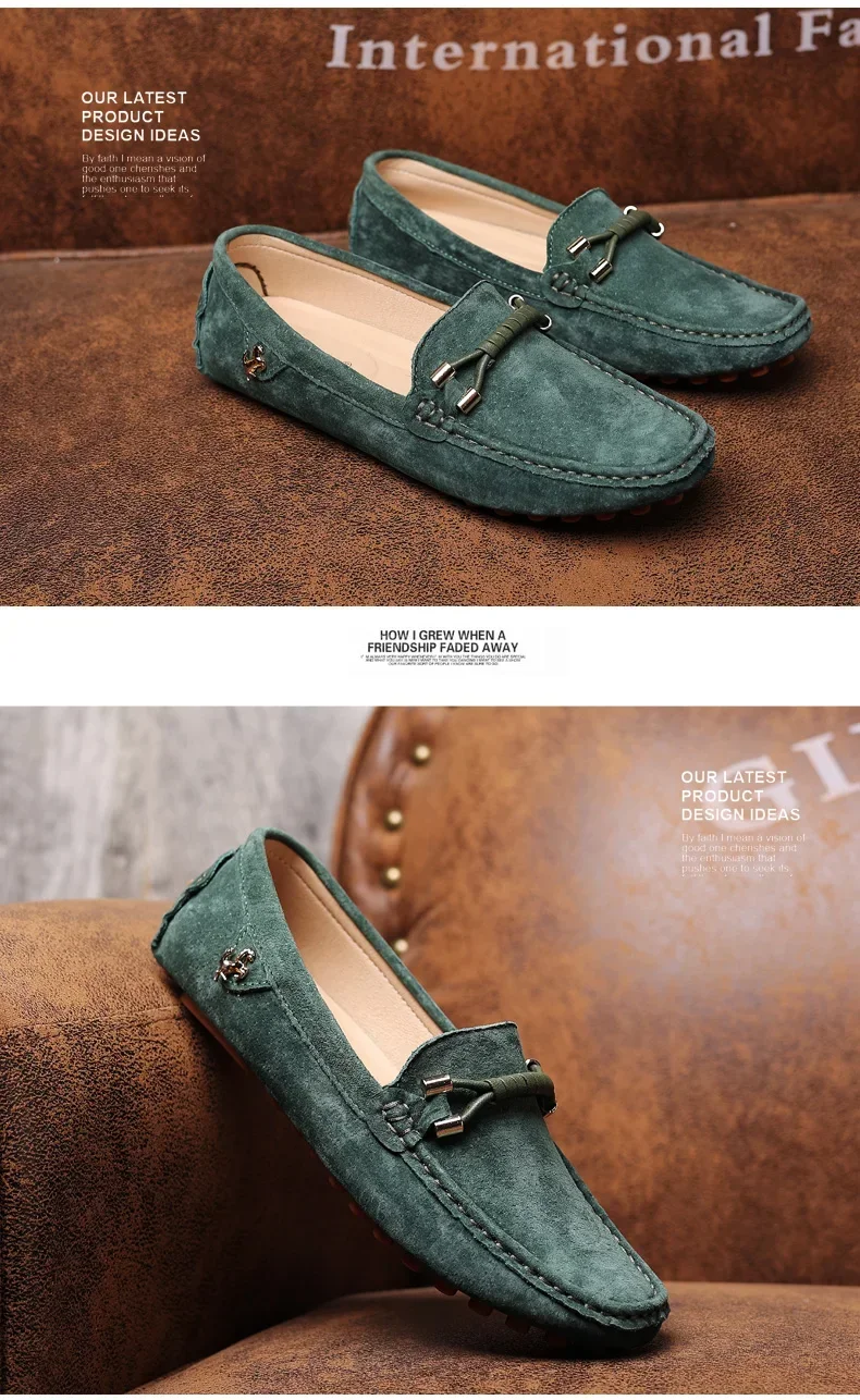 YRZL Size 48 Loafers Men Luxury Brand Moccasins Shoes Men Suede Leather Loafers Shoes Slip on Non-slip Driving Loafers for Men