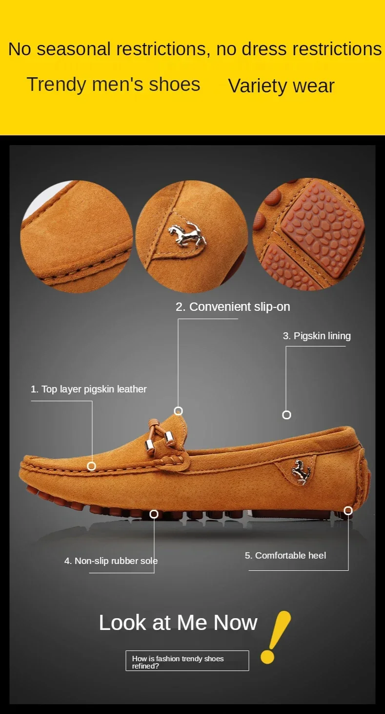 YRZL Size 48 Loafers Men Luxury Brand Moccasins Shoes Men Suede Leather Loafers Shoes Slip on Non-slip Driving Loafers for Men