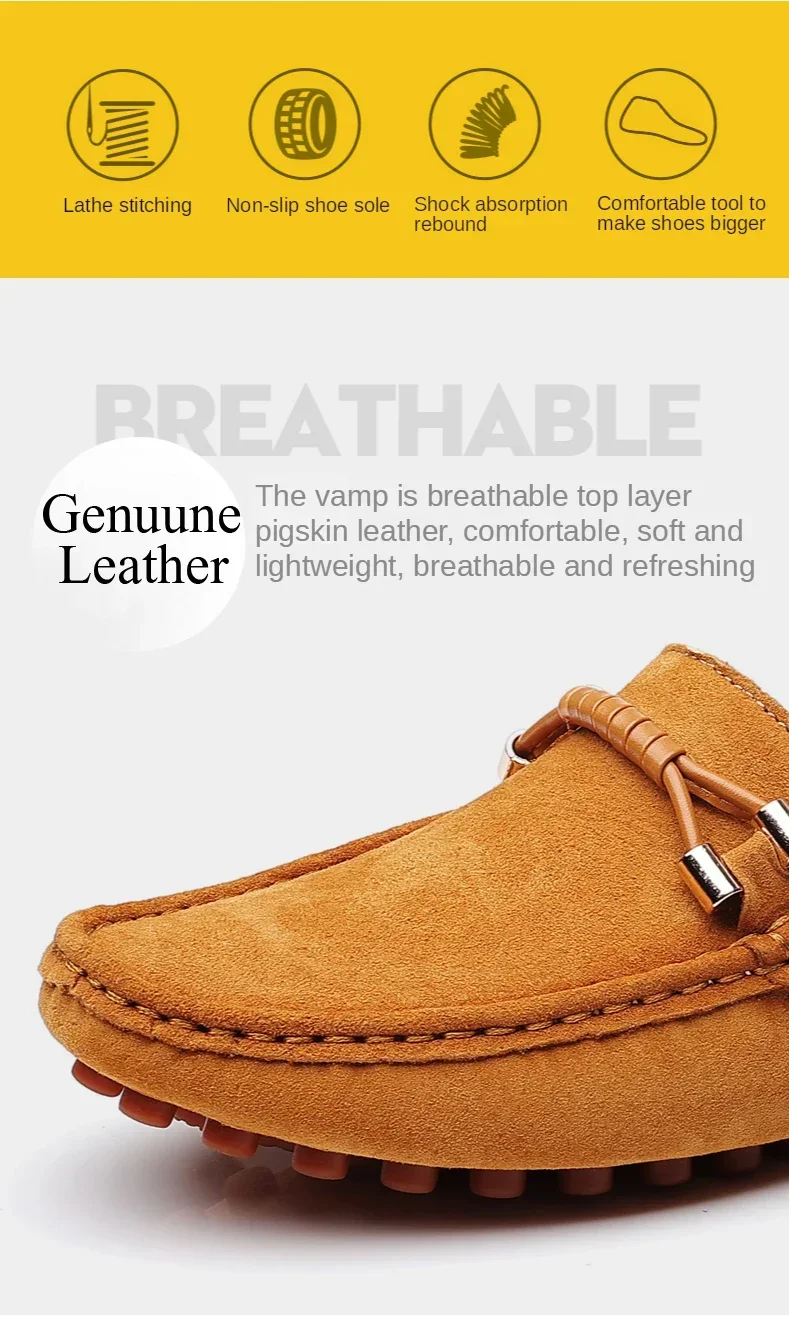 YRZL Size 48 Loafers Men Luxury Brand Moccasins Shoes Men Suede Leather Loafers Shoes Slip on Non-slip Driving Loafers for Men
