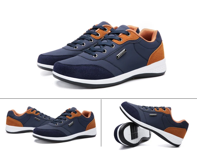 Men Shoes Sneakers PU Leather Trend Casual Shoes Fashion Breathable Leisure Male Sneakers Non-Slip Footwear Men Vulcanized Shoes