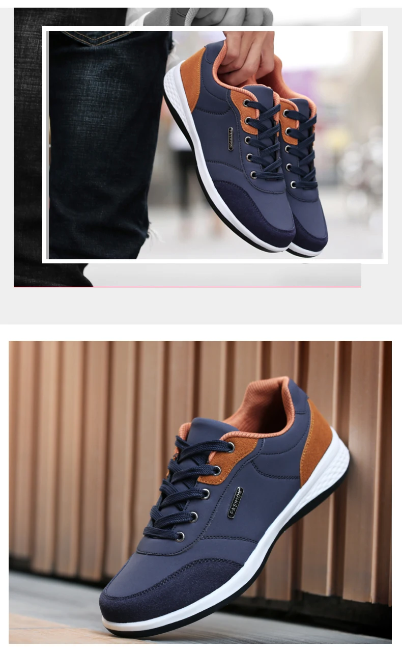 Men Shoes Sneakers PU Leather Trend Casual Shoes Fashion Breathable Leisure Male Sneakers Non-Slip Footwear Men Vulcanized Shoes