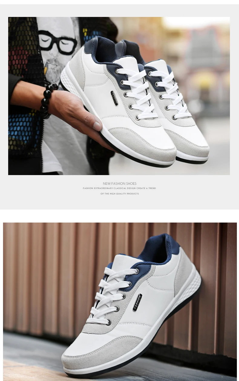 Men Shoes Sneakers PU Leather Trend Casual Shoes Fashion Breathable Leisure Male Sneakers Non-Slip Footwear Men Vulcanized Shoes