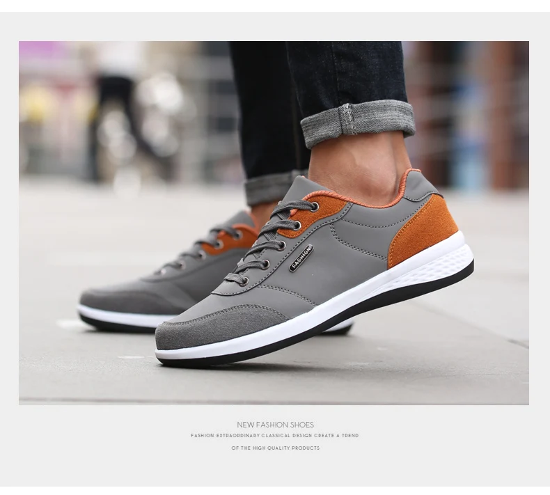 Men Shoes Sneakers PU Leather Trend Casual Shoes Fashion Breathable Leisure Male Sneakers Non-Slip Footwear Men Vulcanized Shoes