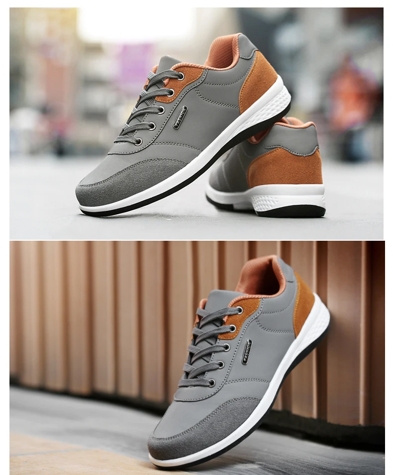 Men Shoes Sneakers PU Leather Trend Casual Shoes Fashion Breathable Leisure Male Sneakers Non-Slip Footwear Men Vulcanized Shoes