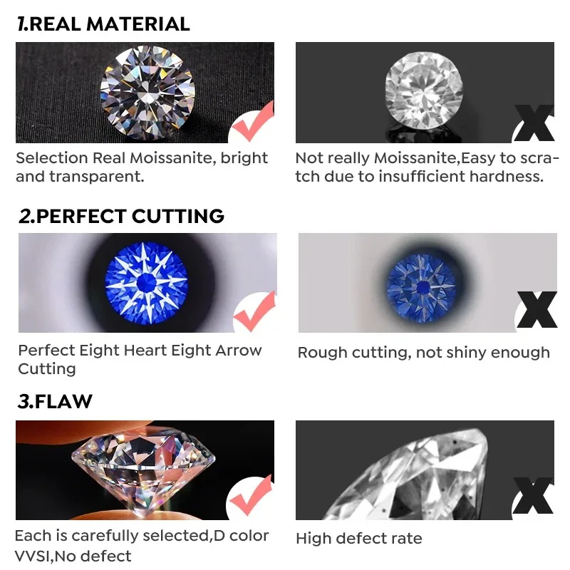 DWJ 1CT Sparkling Luxury Moissanite Diamond White Pendant Necklace for Women Real 925 Sterling Silver High Quality Fine Jewelry