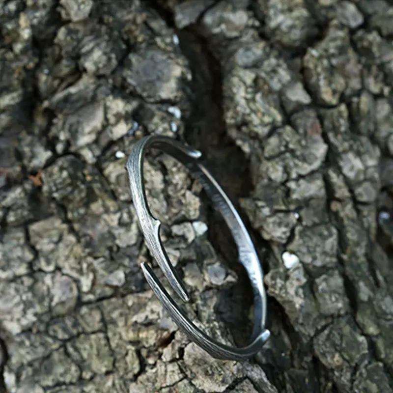 Hot Sell Vintage Black Thistles And Thorns Design Thai Silver Men Bangle Jewelry For Man Christmas Gifts No Fade