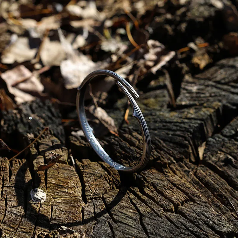 Hot Sell Vintage Black Thistles And Thorns Design Thai Silver Men Bangle Jewelry For Man Christmas Gifts No Fade