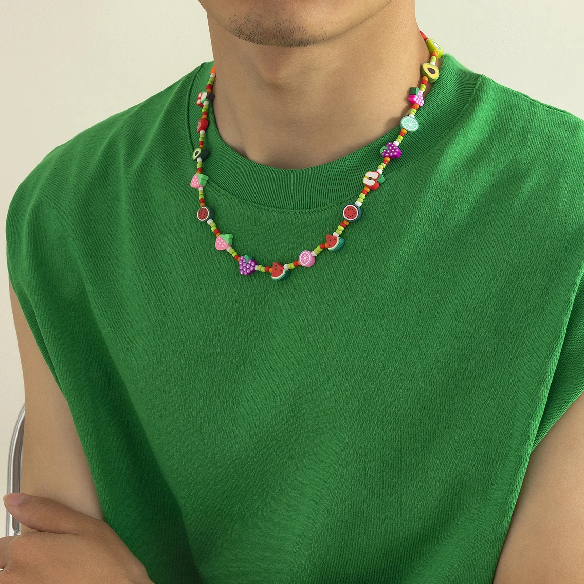 New Korean Fashion Simulated Pearls Necklace For Women/Men Bohemia Colorful Geometric Fruit Flowers Chain Choker Kpop Jewelry