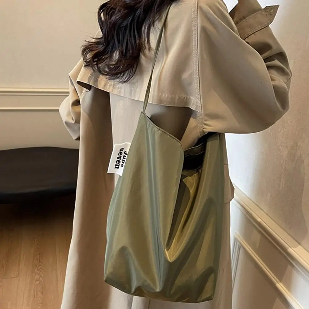 Women's Tote Shoulder Bag Large Capacity Minimalist Stylish Lazy Style Lightweight Student Class Bucket Bag Retro Shopping Bag