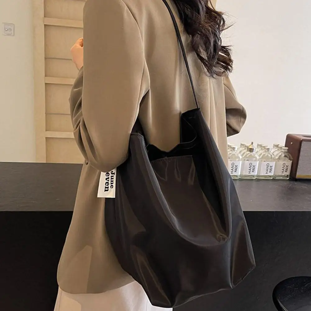 Women's Tote Shoulder Bag Large Capacity Minimalist Stylish Lazy Style Lightweight Student Class Bucket Bag Retro Shopping Bag