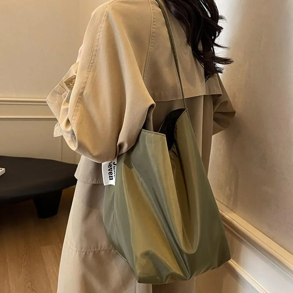 Women's Tote Shoulder Bag Large Capacity Minimalist Stylish Lazy Style Lightweight Student Class Bucket Bag Retro Shopping Bag